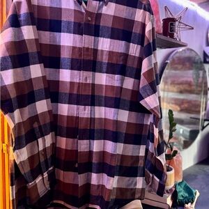 RedHead Casual Button Down Shirt Brown and White